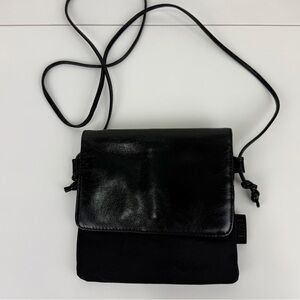 Hobo International Black Leather Nylon Crossbody Handbag Organizer Bag
